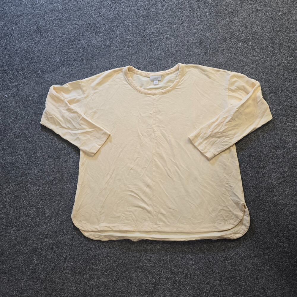 J Jill Sweatshirt Womens Size Large Yellow Round Neck Pima Cotton Long Sleeve